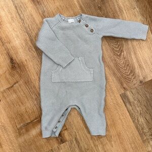Carter's Gray Knit Jumpsuit with Button Detail